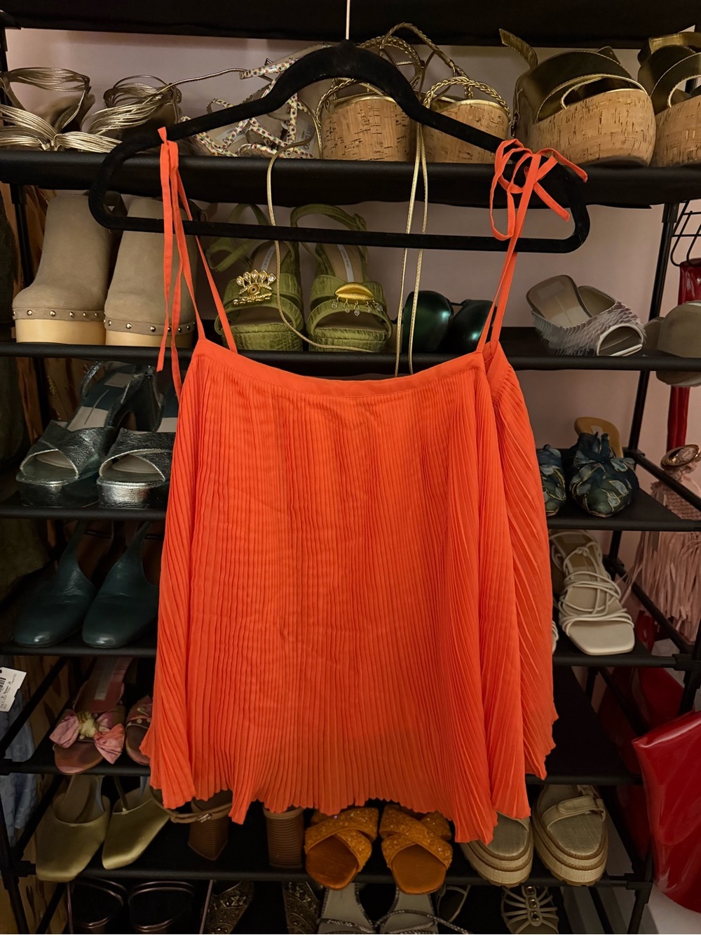 ASOS Bright Orange Pleated Spaghetti Strap Camisole